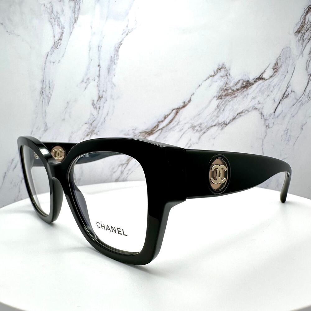 New CHANEL Eyeglasses Black 53mm Glasses Butterfly Gold CC Womens - Picture 14 of 16